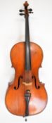 Full size 19thC violoncello labelled Jean Baptiste Vuillaume 3 Demais Terne Paris 1846, believed