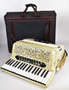 Trevani Artist 96 bass piano accordion in pearlescent finish, with fitted soft case