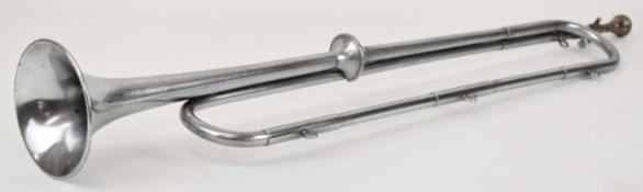 Silver plated or similar ceremonial trumpet with Yamaha mouth piece, length 79cm