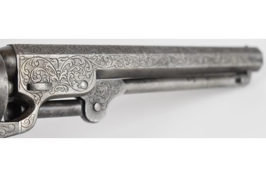 Colt Navy six-shot single action percussion revolver with all over scrolling engraving, brass - Image 10 of 15