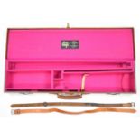 Leather bound shotgun carry case with fitted interior and 'H S Greenfield & Son Gunmakers