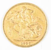 1886 Queen Victoria gold full sovereign with Melbourne mint mark
