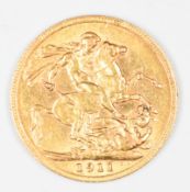 1911 George V gold full sovereign
