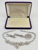 A necklace and brooch set with paste by Sherman with similar paste earrings, in Eaton's of Canada