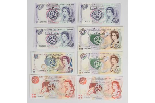 Eight Isle of Man J. Cashen and P.M. Shimmin banknotes, including Cashen £1, £5, £10 and £20, two - Image 1 of 12