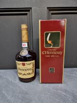 A 1 litre bottle of Hennessy 'Very Special' Cognac, probably 1980s bottling, in card box.