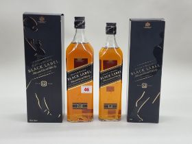 Two bottles of Johnnie Walker 'Black Label' Whisky, comprising: a 1 litre; and a 70cl, each in