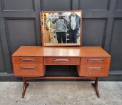 A mid-century G-Plan mirror back dressing table, 137cm wide, (damage to mirror support); together