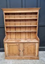 A Victorian pine dresser, in one piece, 182 high x 134cm wide.