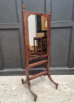 A Regency mahogany cheval mirror, 53.5cm wide.