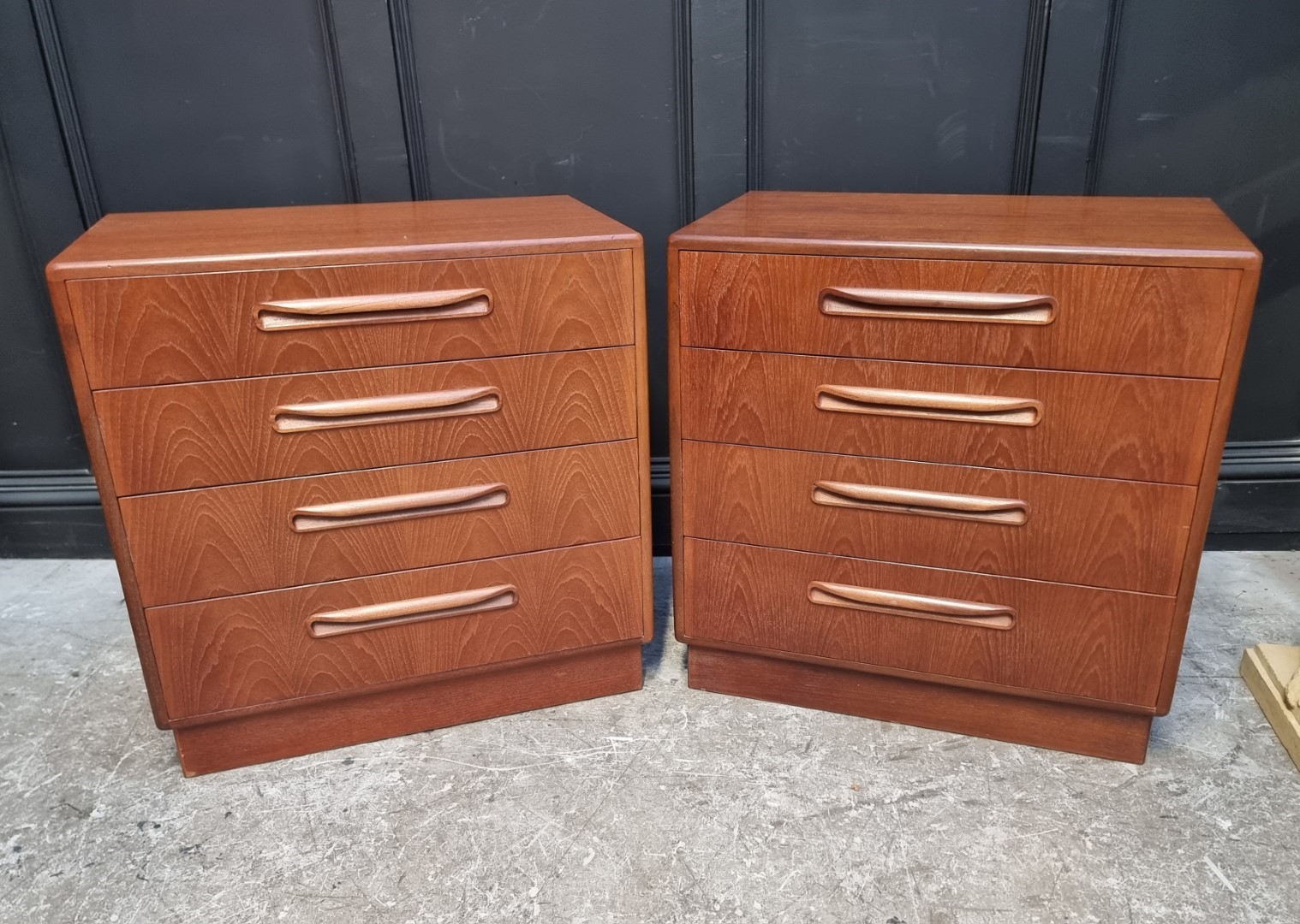 A pair of mid-century G-Plan chests of drawers, 71cm wide.