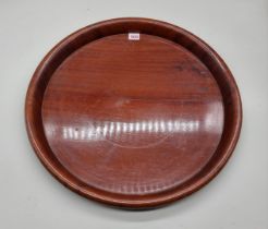 A 19th century mahogany circular galleried tray, 52.5cm diameter, (split).