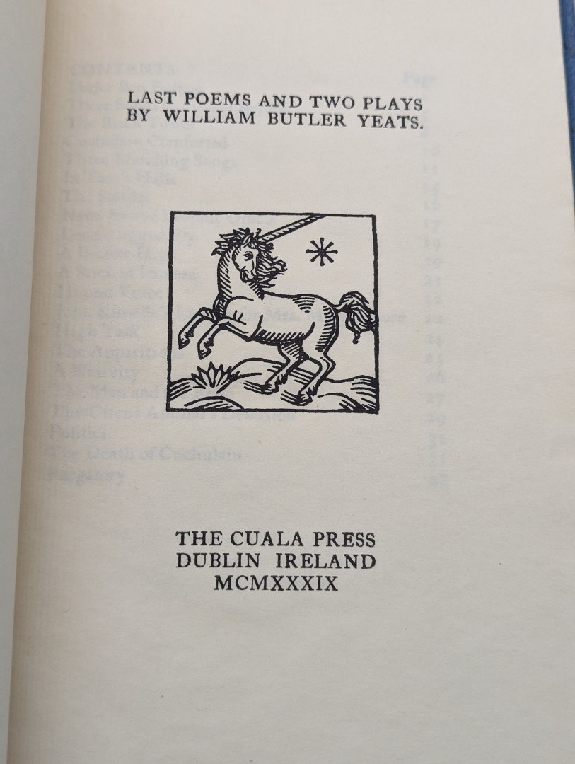 YEATS (William Butler): 'Last Poems and Two Plays..': Dublin, Cuala Press, 1939: one of 500 - Image 11 of 13