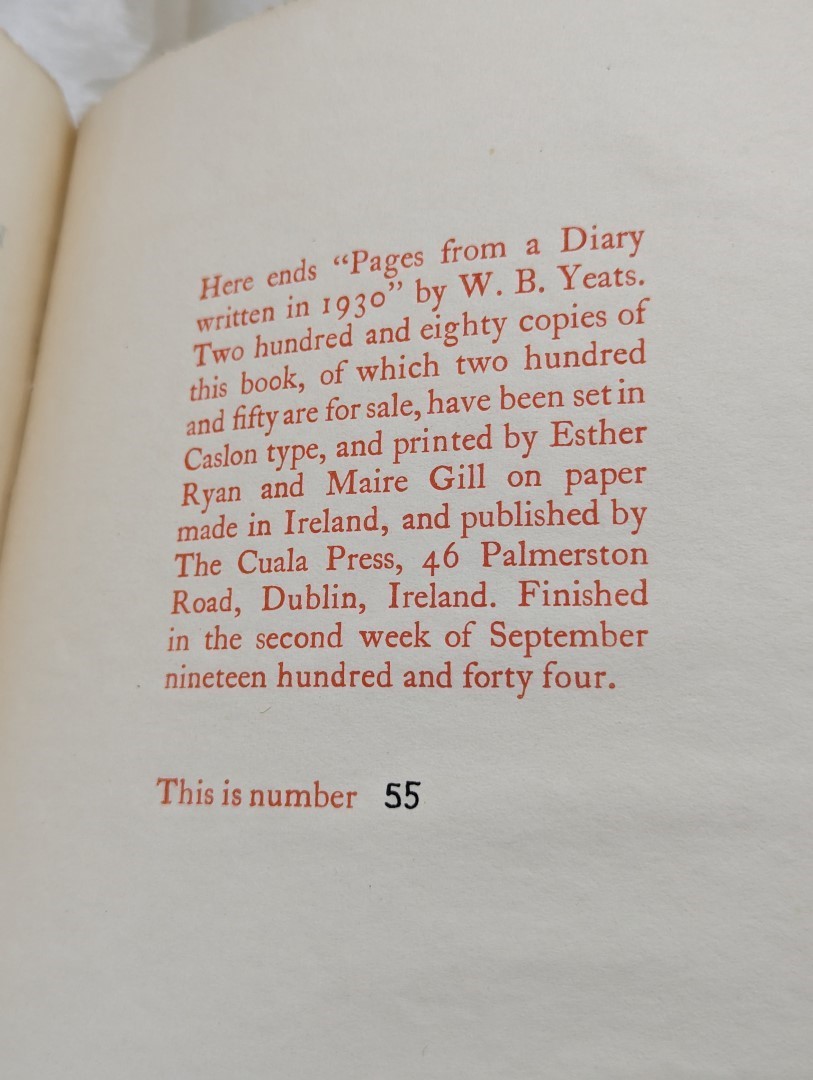YEATS (William Butler): 'Pages from a Diary written in Nineteen Hundred and Thirty..': Dublin, Cuala - Image 8 of 13