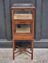 An unusual antique mahogany two tier bijouterie cabinet, 36.5cm wide.