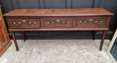 A George III oak dresser base, 190cm wide.