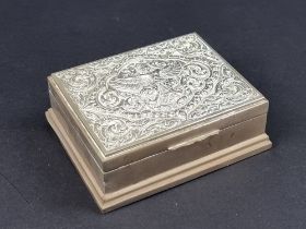 A Thai white metal cigarette box, 12cm wide.