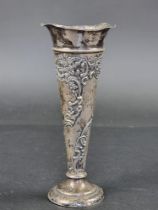 A Victorian silver vase, by W Comyns, London 1900, 16.5cm high, weighted.
