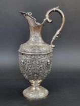 A Victorian Scottish silver claret jug, by George Edward & Sons, Glasgow 1889, 32cm high, gross