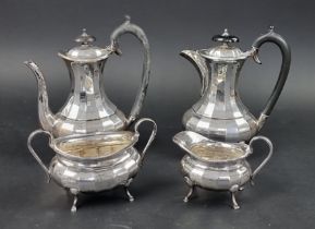 A silver four piece coffee set, by Viner's Ltd, Sheffield 1935, coffee pot 20cm, gross weight 1221g.