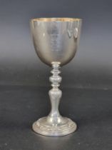 An Elizabeth II silver wedding anniversary goblet, with gilded bowl, by Garrard & Co, London 1972,