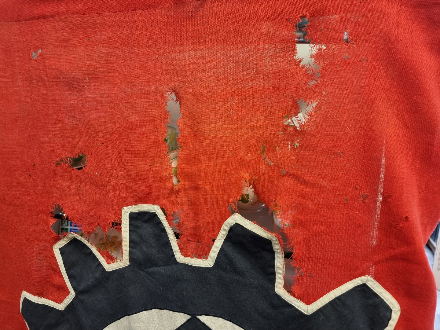 A rare German Third Reich DAF unit flag,  Malbech area, approximately 140 x 120cm including tassels. - Image 3 of 7