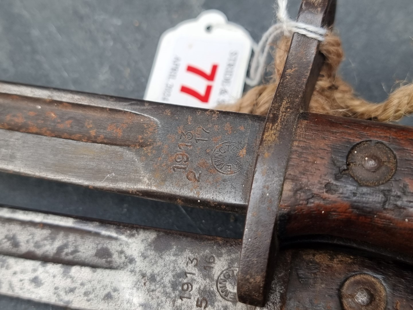 Two WWI British Military 1913 pattern Remington bayonets, dated 5-16 and 2-17. - Image 8 of 10