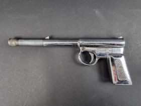 A vintage chrome plated 'The Gat' .177 cal air pistol, by T J Harrington & Son.