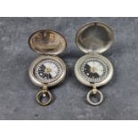 Two WWI British military Mk.V nickel plated pocket compasses, by Short & Mason, London, dated