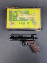 A Webley Senior .22 cal air pistol, Batch No.263, boxed.