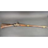A 19th century continental muzzle loading military percussion musket, having 80cm barrel with