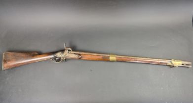 A 19th century continental muzzle loading military percussion musket, having 80cm barrel with