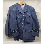 Two RAF jackets and a RAF officer's uniform.