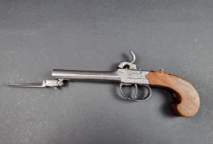 A 19th century percussion travelling or overcoat pistol, by Carter of Hull, 3.5in barrel with bottom