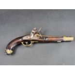 A 19th century French military flintlock pistol, having 24.5cm barrel.