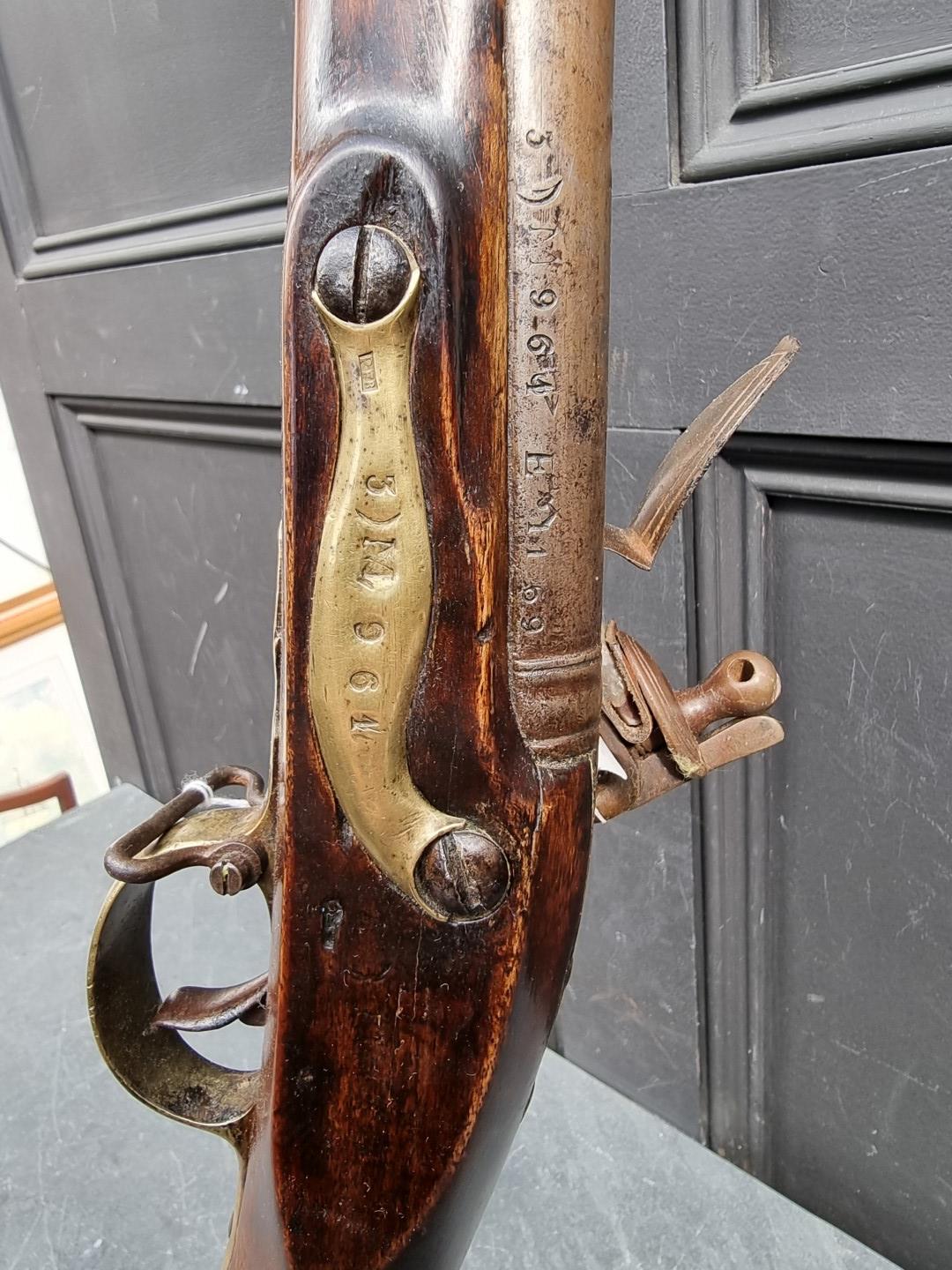 A 'Brown Bess' musket, with 38in barrel, tower marked lock and bayonet, barrel and lock both - Image 2 of 3