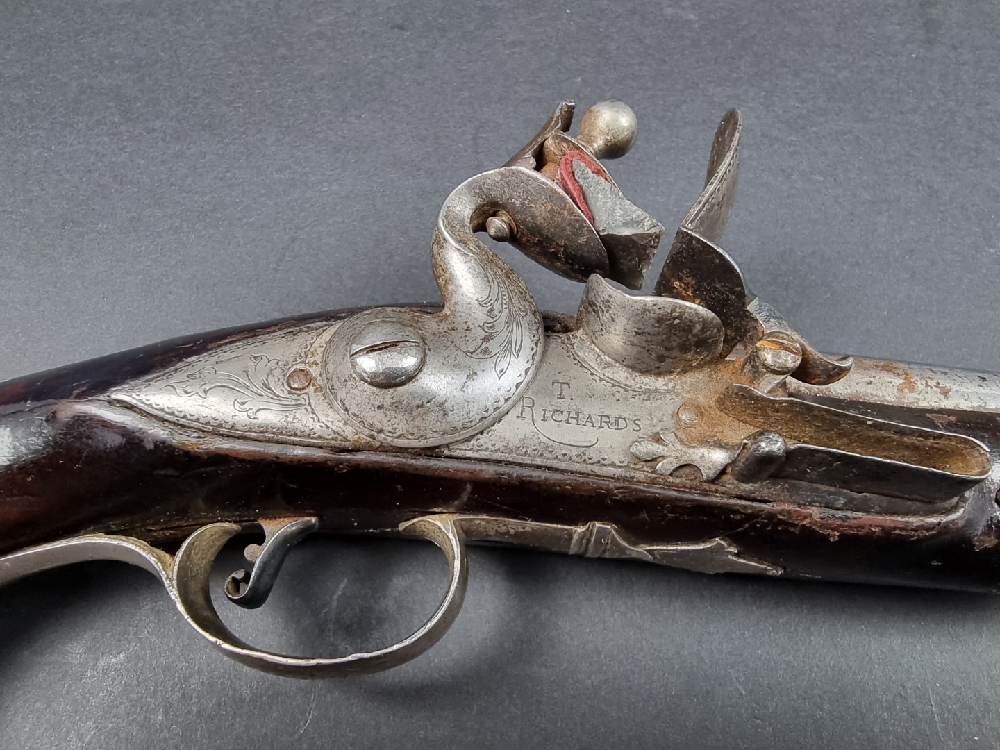 An 18th century silver mounted flintlock holster pistol, by T. Richards, Birmingham, probably - Image 2 of 7