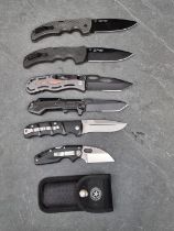 A CRKT 'Lake Thunderbolt' knife, having 10cm blade; together with five other various folding knives.