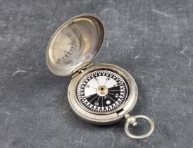 A WWI British military Mk.V nickel plated pocket compass, by Dennison, Birmingham, dated 1916.