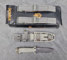 A Gerber LMF Mk2 Infantry knife and sheath, having 12.5cm blade, boxed.