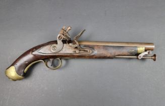 A Georgian 'New Land Pattern' cavalry pistol, with 8.5in barrel and brass mounts and captive steel