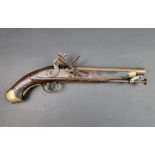A Georgian 'New Land Pattern' cavalry pistol, with 8.5in barrel and brass mounts and captive steel