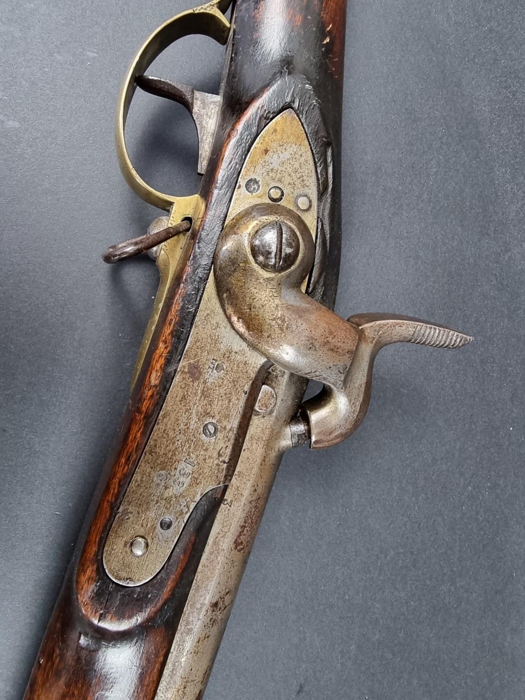 A 19th century continental muzzle loading military percussion musket, having 80cm barrel with - Image 2 of 3