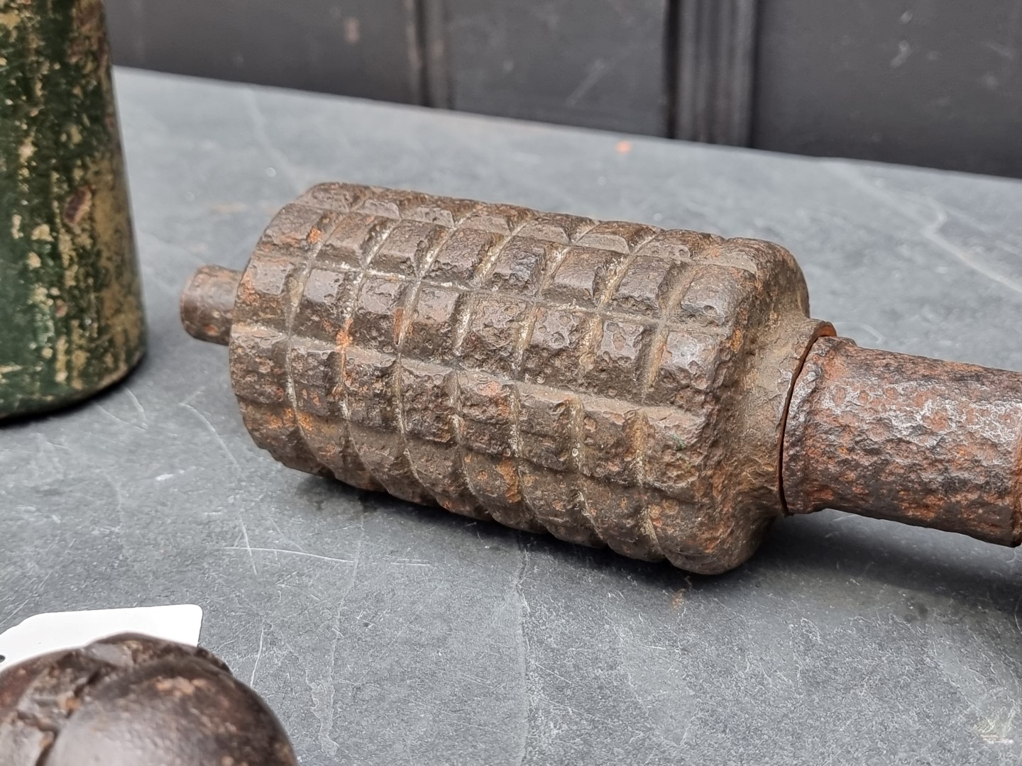 Three WWI German military grenades; comprising a Model 1915 Kugel grenade; a Turtle Offensive - Image 5 of 5