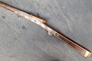 A 19th century Indian matchlock musket, overall length 166cm.