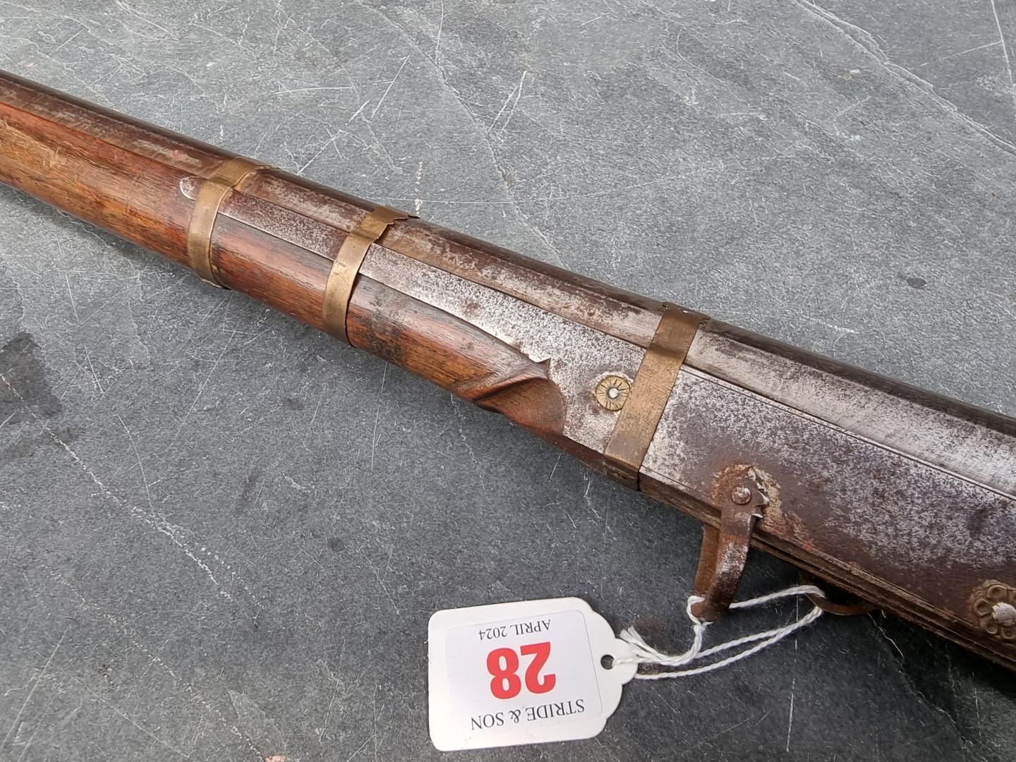 A 19th century Indian matchlock musket, overall length 166cm. - Image 4 of 4