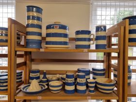 A collection of T G Green & Co Cornishware, to include a cheese dish and cover, largest 30cm