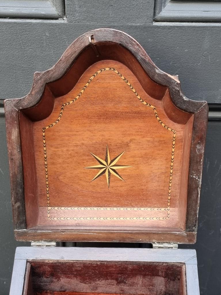 A George III mahogany and inlaid knife box, 21cm wide, (interior converted). - Image 3 of 5