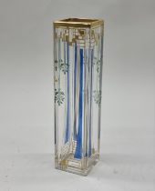 An interesting Secessionist clear and gilt glass vase, possibly Legras, 22.5cm high.