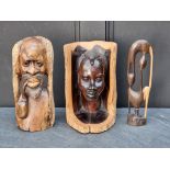 Ethnographica: three African carved ebony items, largest 31cm high.